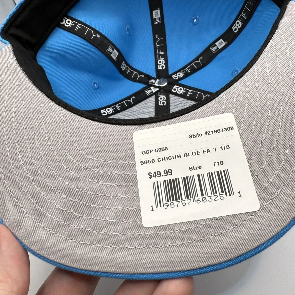 New Era 59Fifty Chicago Cubs Baby Blue Spring Collection Hat Size 7 1/8‎ New